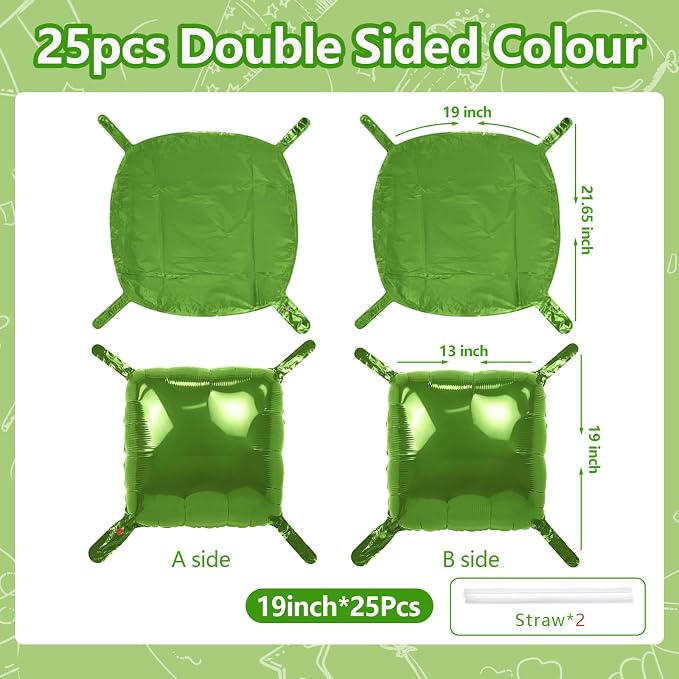 NISOCY 25PCS Olive Green Square Foil Balloons Wall Backdrop | Double Sided Dark - Image 2