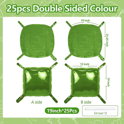 NISOCY 25PCS Olive Green Square Foil Balloons Wall Backdrop | Double Sided Dark - Image 2