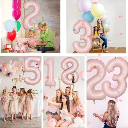 40 inch Pink Number Balloon Light Pink 8 Balloon Matte pink Number 8 Balloon - Image 3