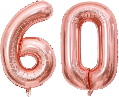 40 Inch Rose Gold 60 Number Balloons Giant Jumbo Huge 60 Foil Mylar Helium by LHOAVWE