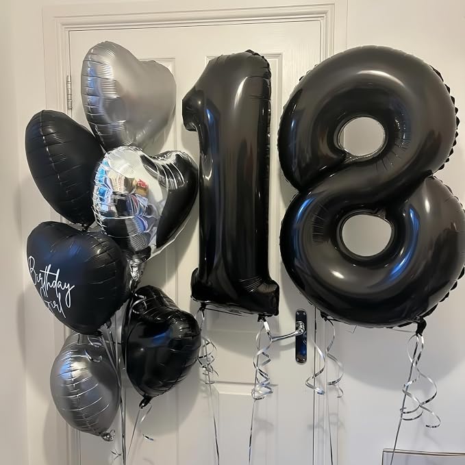 Black 17 Balloon Number, 40 Inch Number 17 Balloon Large Black Foil Mylar - Image 2