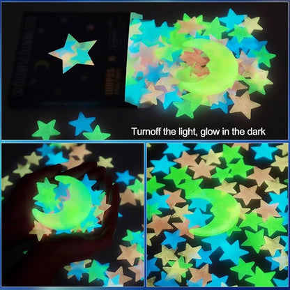 200pcs Glow in The Dark Luminous Stars Fluorescent Noctilucent Plastic Wall - Image 3