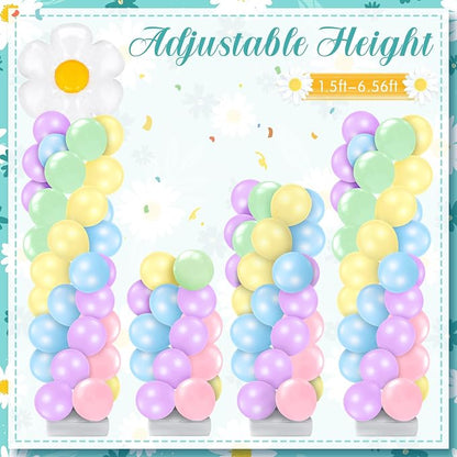 Kasyat 2 Sets Daisy Pastel Party Balloon Column Stand Kit, Adjustable Groovy - Image 4