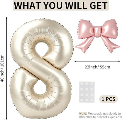 40 Inch Cream Number 8 Balloon - Image 2