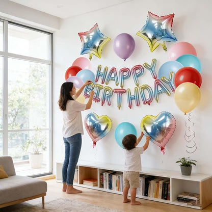 27 Pcs Iridescent Birthday Decorations, 3D Letters Iridescent Happy Birthday - Image 2