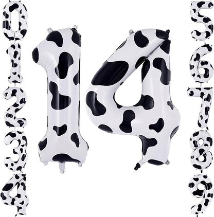 40 Inch Cow Print Number 14 Balloon by TNCDJKPA