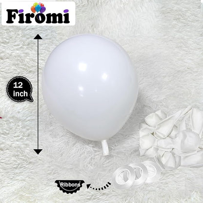 Firomi Matte White Balloons 12-inch 100 Pack Big Thicken | Helium, Round after - Image 2