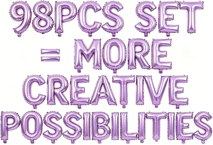 98 Pcs Pastel Purple Letter Balloons, Custom 3 Set A-Z Set by GOGAKIE