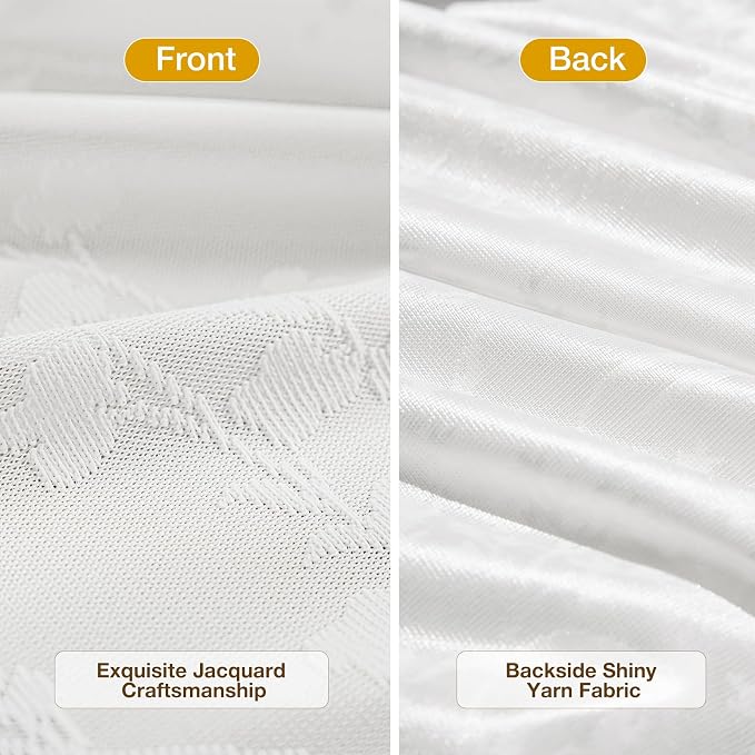 Anmao White Semi Sheer Light Filtering Curtains 102 Inches Long 2 Panels - Image 3