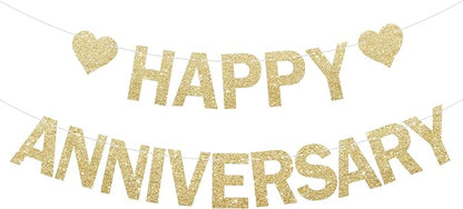 Happy Anniversary Glitter Banner by Partyprops