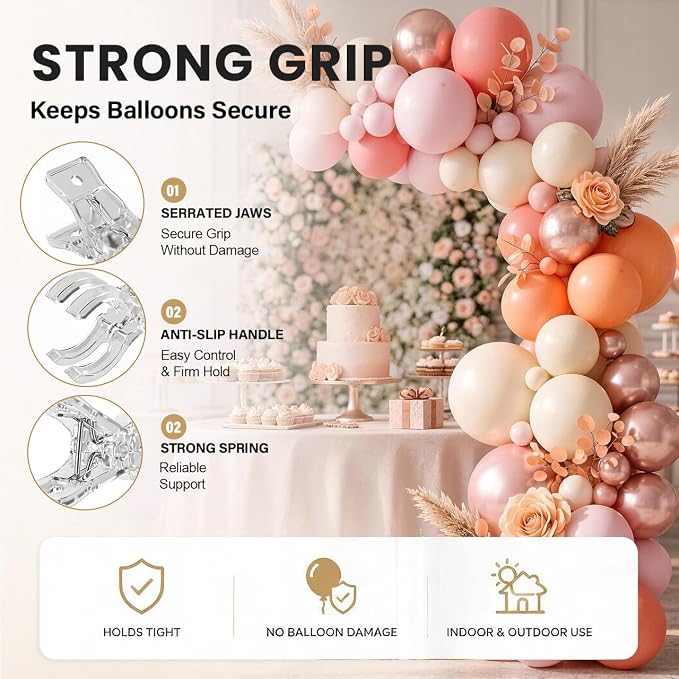 15 Pack Clear Balloon Arch Clips w/100 Pcs Balloon Rings - Image 3