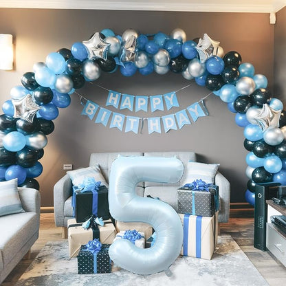 Big Number 5 Balloons, Dusty Light Blue Foil 5 Balloon Numbers 40 Inch - Image 5
