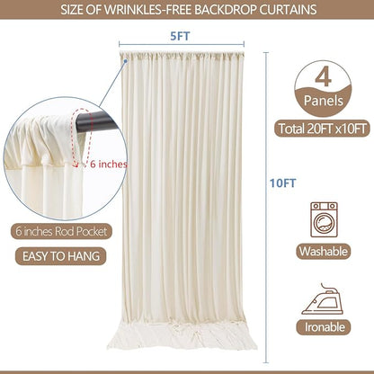 20x10ft Wrinkle Free Ivory Backdrop Curtain - Image 3