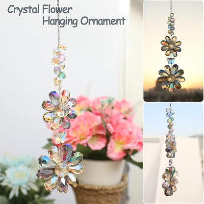 Crystal Flower Suncatcher Hanging Ornament, Rainbow Maker Window Sun Catcher - Image 4