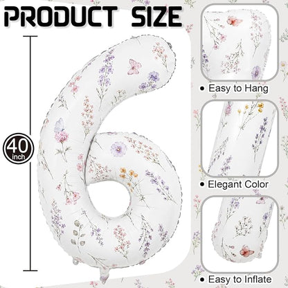 Flower 16 Balloon Numbers for Girls 16th Wildflower Birthday Party Decor | 40'' - Image 2