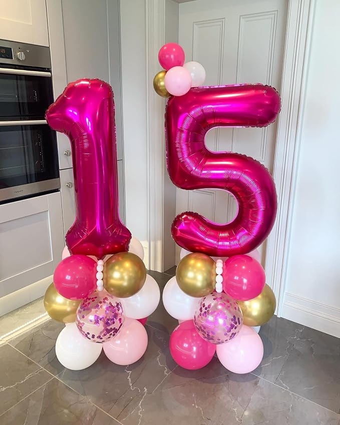 40 Inch Hot Pink 10 Number Balloons Giant 10 Balloons Hot Pink Birthday 10 - Image 6