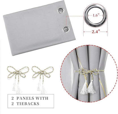 Light Grey Blackout Curtains, Thermal Insulated Window Grommet Drapes - Image 4