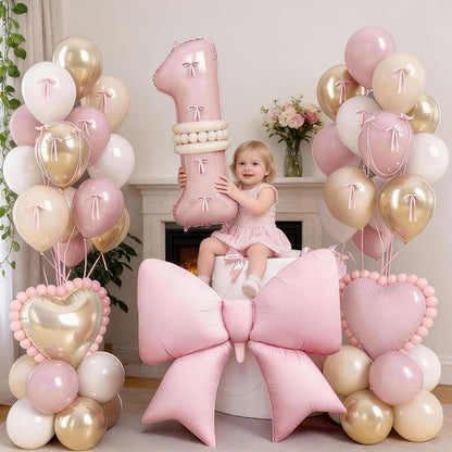 Dusty Pink Balloon Number 1 for 1st Birthday Decorations Girls, Blush Baby Pink - Image 2