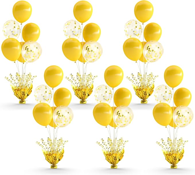 Gold Balloon Table Centerpiece Kit, 6 Sets Gold Balloon Stands by Besutolife