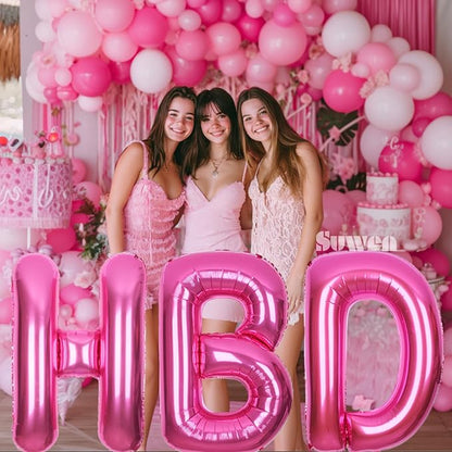 SUWEN 40 Inch Hot Pink Large I Letter Balloons Big Foil Helium Letter A-Z | - Image 3