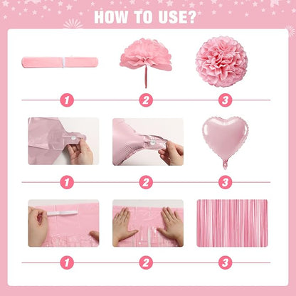 Pink and White Happy Birthday Party Decorations - Image 7