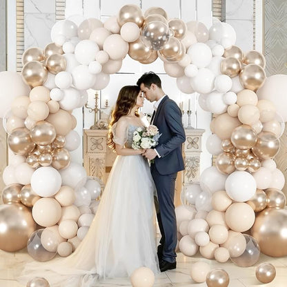 164Pcs White Sand Champagne Gold Balloons Garland Arch Kit | Different Sizes 18 - Image 4