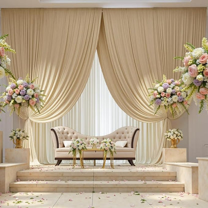 20ft×12ft Wrinkle Free Champagne Backdrop Curtain - Image 2