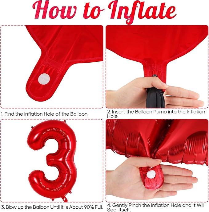 Red Number 30 Balloons, 40 Inch Big Large Foil Number Balloons, Jumbo Giant - Image 4