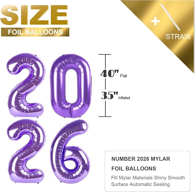 Number 2026 Balloon 40 Inch Purple Balloon - Image 5