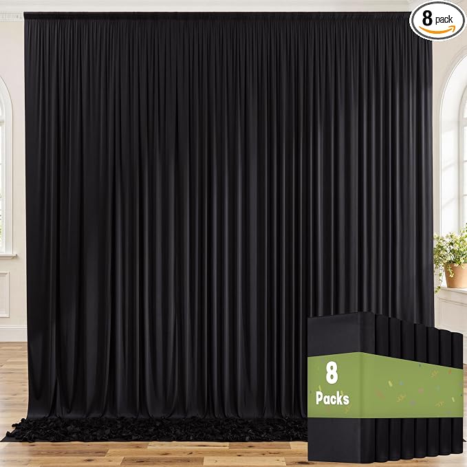 40ftx8ft Wrinkle Free Black Backdrop Curtains by ENJOYYOURPARTY