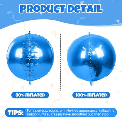 Blue and SIlver Round Balloons Foil, Metallic Blue Silver Balloons - Image 8