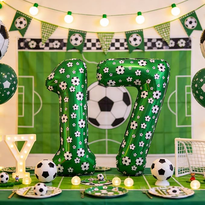 40 Inch Soccer Number 5 Balloons Large Foil Balloon Number 5 Birthday Deco | - Image 6