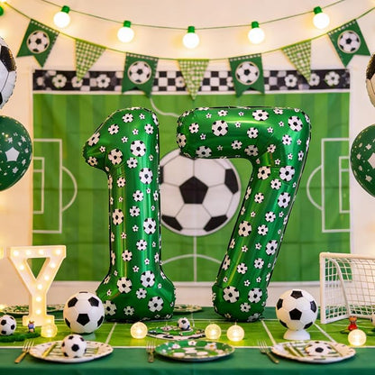 40 Inch Soccer Number 7 Balloons Large Foil Balloon Number 7 Birthday Deco | - Image 4