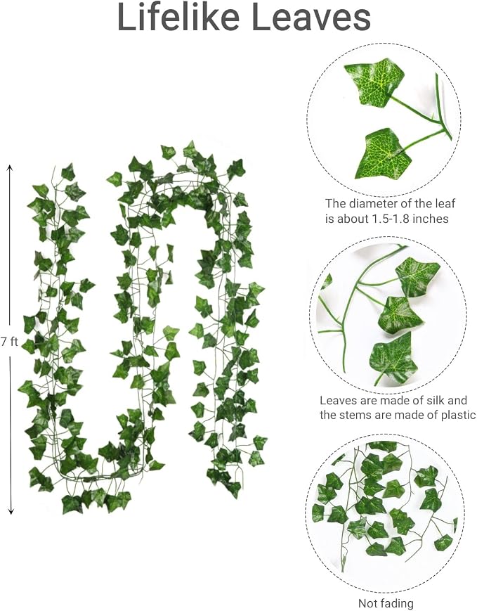 ARTKAIKE Fake Vines for Room Decor, Aesthetic Artificial Plant Ivy Leaves - Image 2