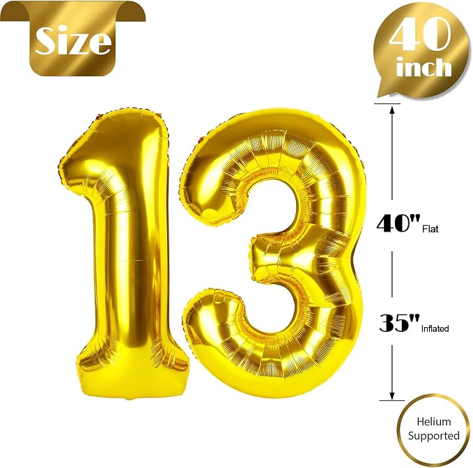 Gold Number 13 Balloon 40 Inch - Image 5