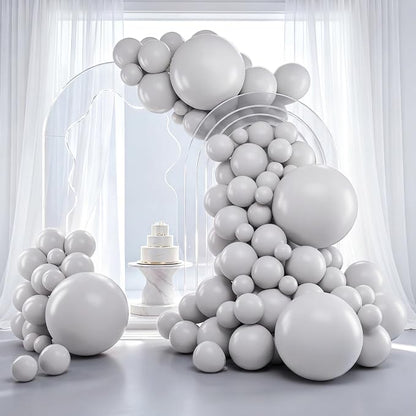 RUBFAC Gray Balloons Matte Gray Balloon Different Sizes 129pcs | Latex Balloon by RUBFAC