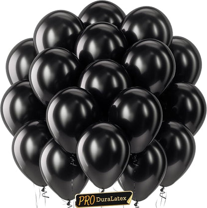 Pro Duralatex Black Extra-Thick Balloons 120 Pack 10 inch | Black Balloons by Bezente