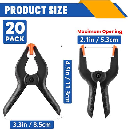 20 Pack 4.5 inch Plastic Spring Clamps, Backdrop Clips, Woodworking Clamps - Image 2