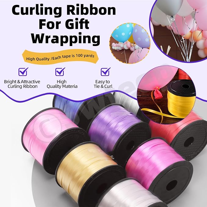 Swpeet 9Pcs 1/5"" Wide x 100 Yards Curling Ribbon - Image 4