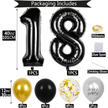 18th Birthday Decorations for Boys, 40 inch 18 Balloon Numbers - Image 2
