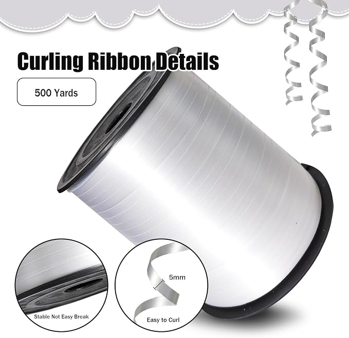 500 Yards Curling Ribbon， White Balloon String Ribbon，for Gift Wrapping，Party - Image 2