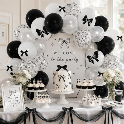 Black Bow Balloons 60PCS Printed Bow - Image 4