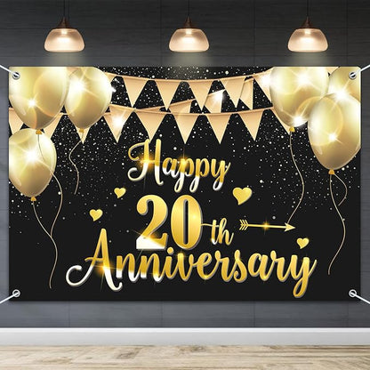 HAMIGAR 6x4ft Happy 20th Anniversary Banner Backdrop by HAMIGAR