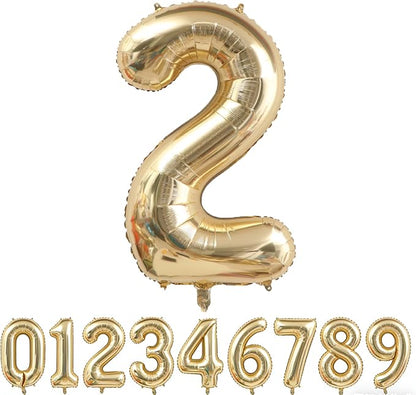 40 Inch Light Gold 2 Number Balloons | Girls Boys 2nd Birthday Giant Balloon by ANGEL+Q+HOUSE