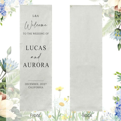 Personalized Fabric Wedding Welcome Sign, Cotton Linen Banner - Image 4