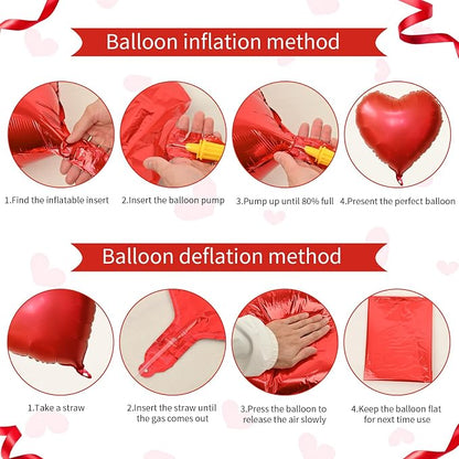 Biapian Red Heart Balloons, Valentine Decorations, Anniversary - Image 3