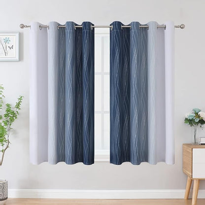 Estelar Textiler Full Room Darkening Greyish White and Navy Blue Blackout - Image 2