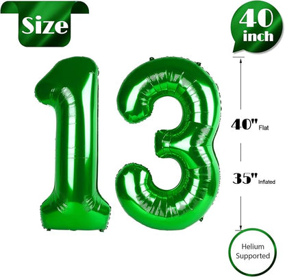 Green Number 13 Balloon 40 Inch - Image 5