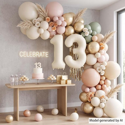 Cream Number 13 Balloon 40 Inch, Foil Numerals - Image 7