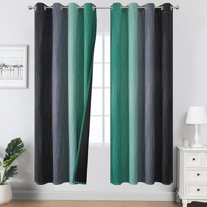 Black and Green Ombre Blackout Curtains by ESTELARTEXTILER